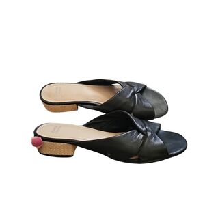 Johnston & Murphy sz 7.5 black leather slide on Georgie sandals SH357